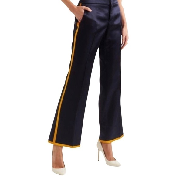 Gucci Heavy Satin Women’s Trousers Navy with Gold Stripe - Picture 17 of 17